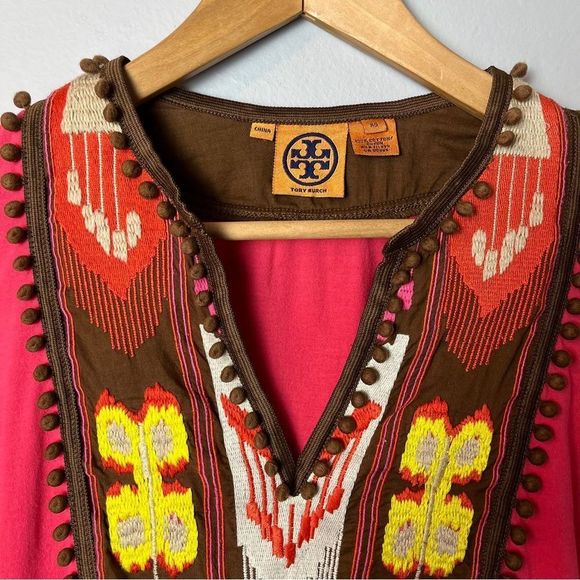 Tory Burch Pink Embroidered Boho Top - Picture 4 of 10